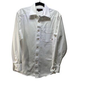 Ariat Mens Long Sleeve White Button-Up Western Shirt Brushpopper Work